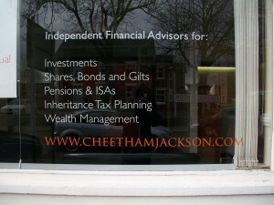 Window graphic at cheetham jackson financial advisors