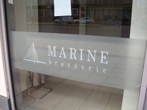 Marine brasserie window graphic