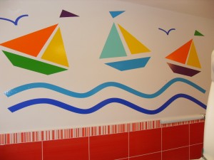 Wall graphic of boats