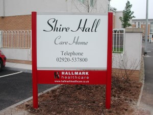 Shire Hall care home signage exterior