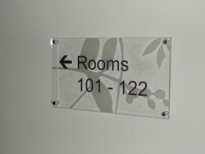 directional signage to rooms acrylic example