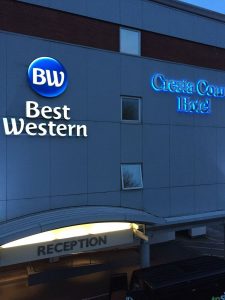 Best Western Cresta Court Hotel example blue/night time