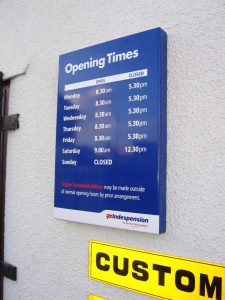 Opening Times Wall Mounted Sign