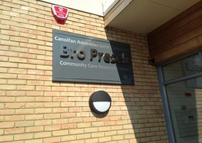 Wall Mounted Sign with Built Up Stainless Steel Letters